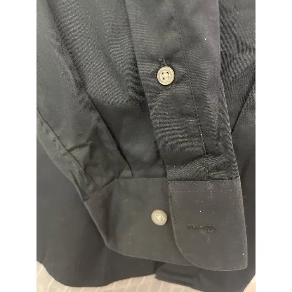 Dockers Men Black Micro-Fiber Blend Long Sleeve Button-Up Shirt Size L 16-16 1/2